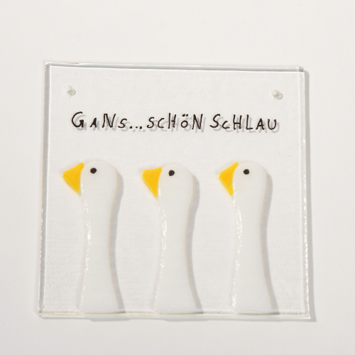 Glasplatte Gans schön schlau